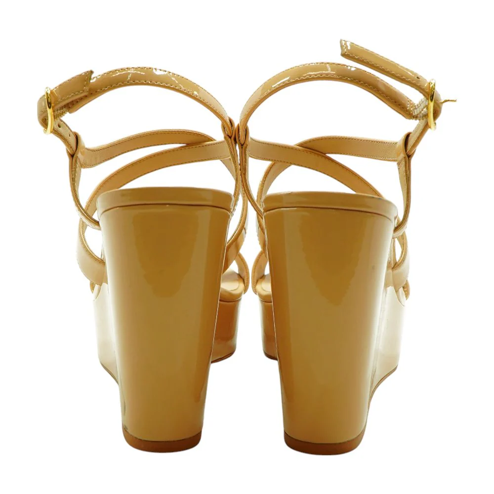 Tan Platform Wedged Sandals - Image 2