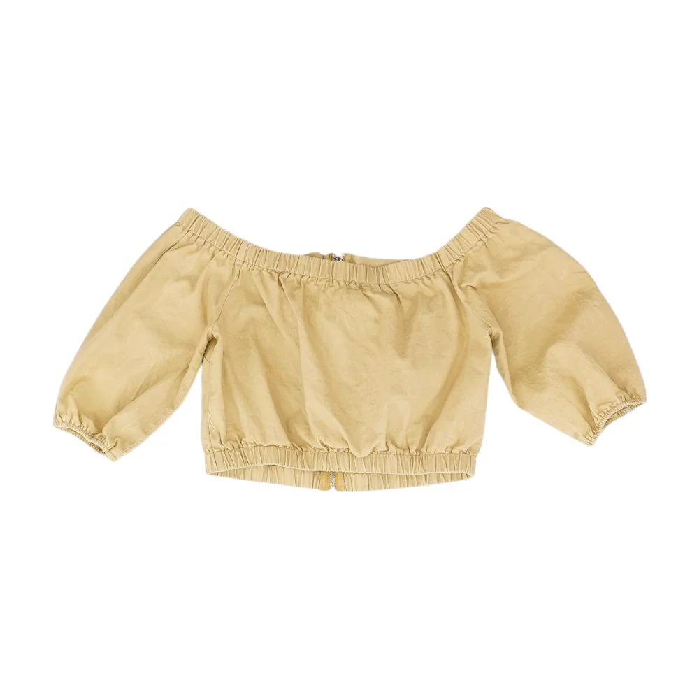 Tan Solid 3/4 Sleeve Blouse - Image 2