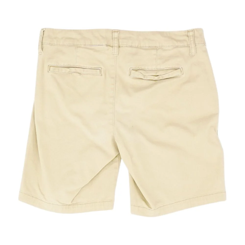 Tan Solid Denim Shorts - Image 2