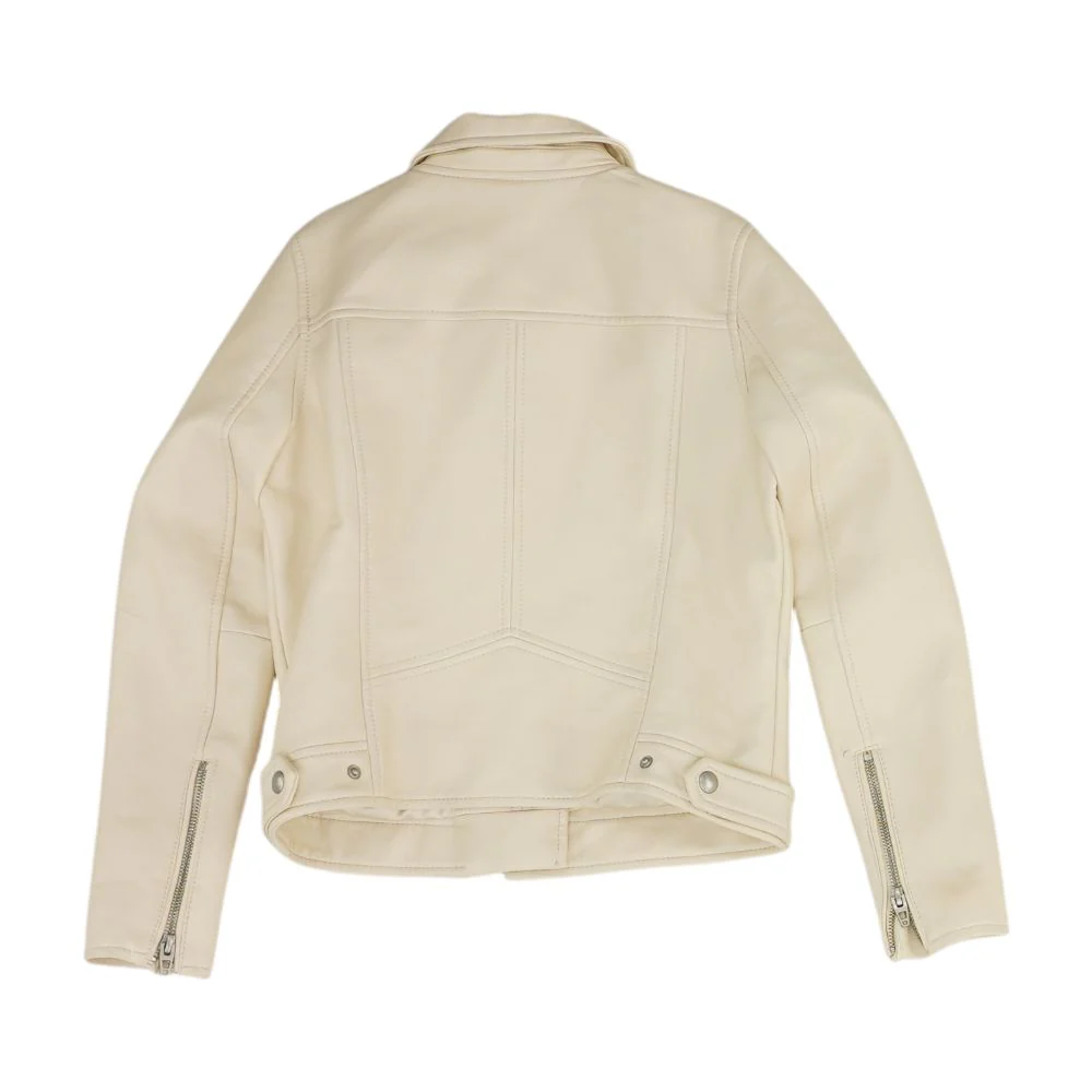 Tan Solid Faux Leather Jacket - Image 2