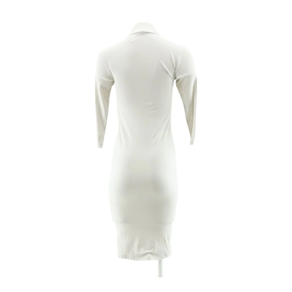 Tan Solid Midi Dress - Image 2