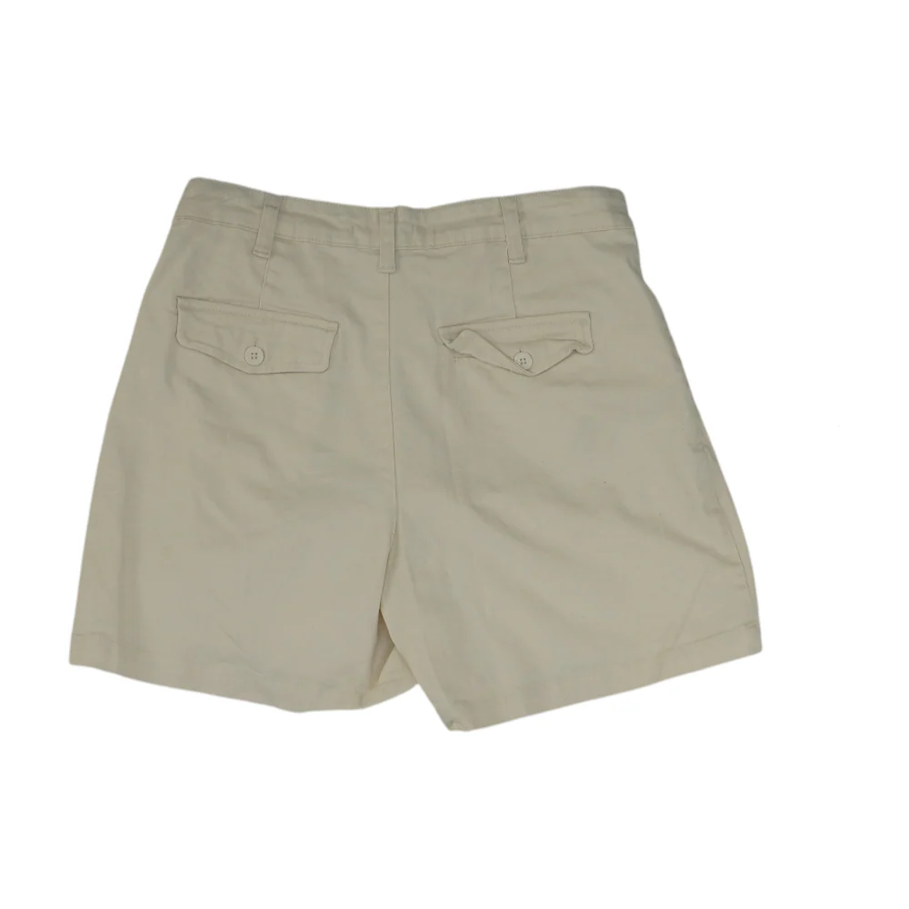 Beige Solid Denim Shorts - Image 2