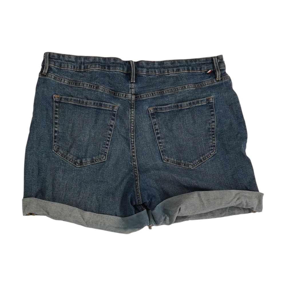 Blue Solid Denim Shorts - Image 2