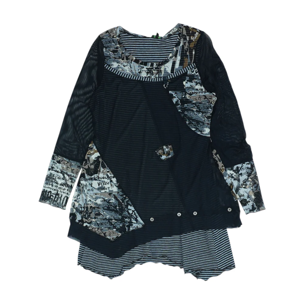Black Graphic Mini Dress