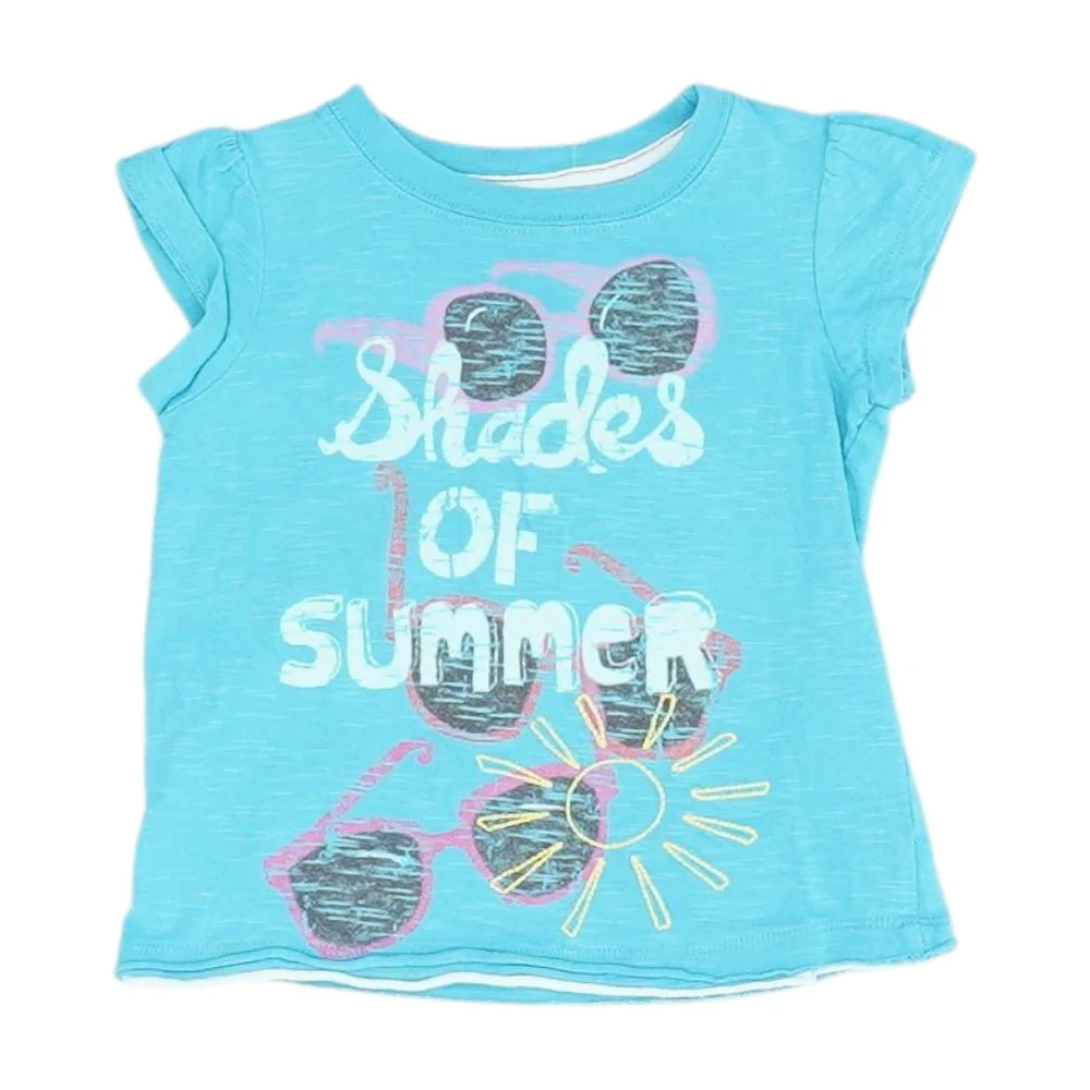 Turquoise Solid Graphic/logo T Shirt
