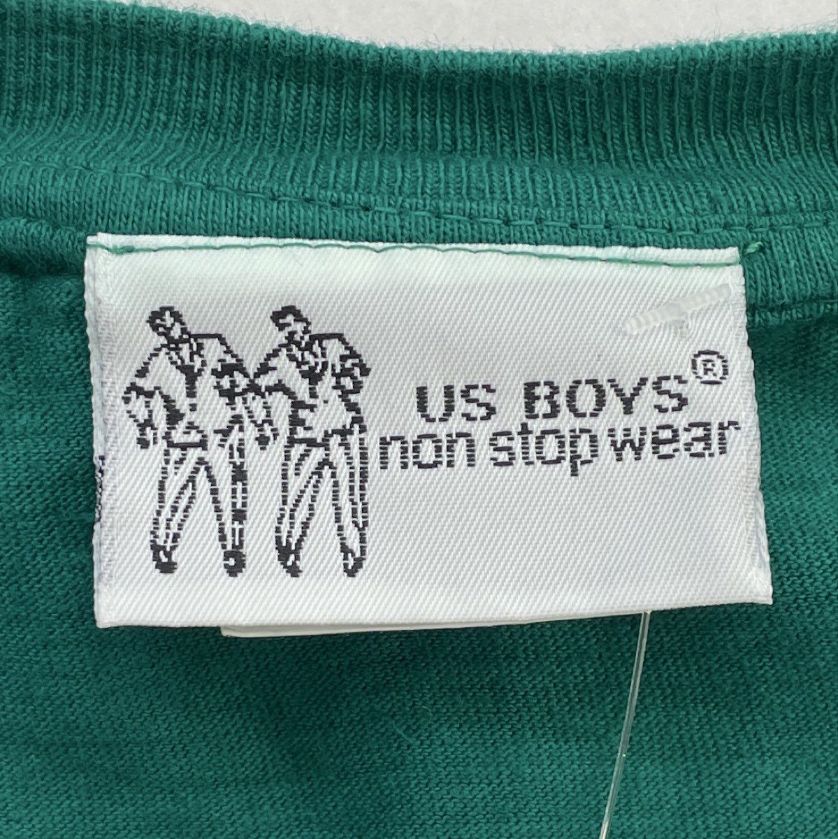 Vintage 1991 Green Solid V Neck T-Shirt - Image 3