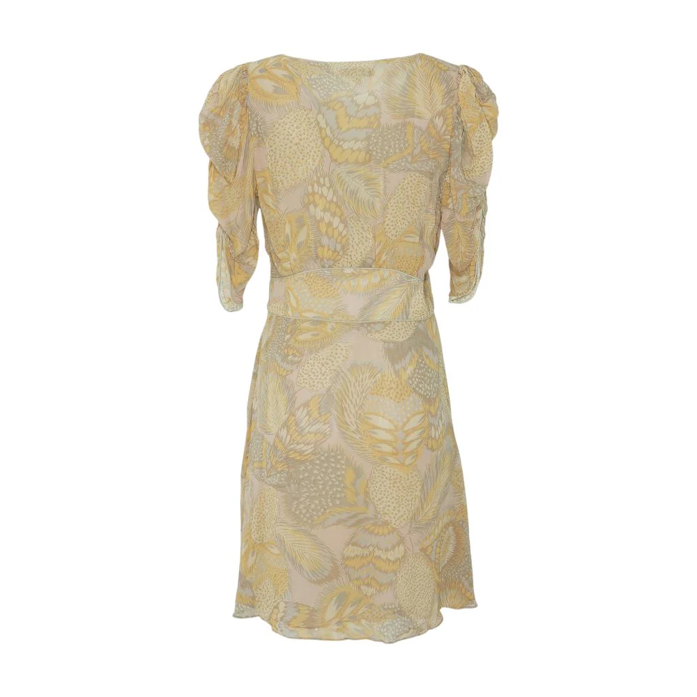 Vintage Beige Graphic Midi Dress - Image 2