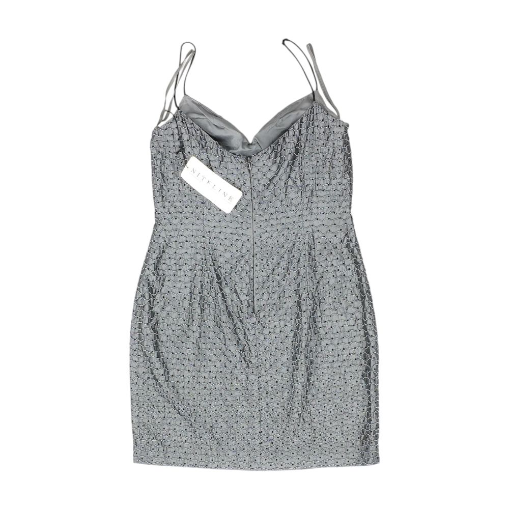 Vintage Silver 80's 100% Acetate Beaded Cocktail Dress - Image 2