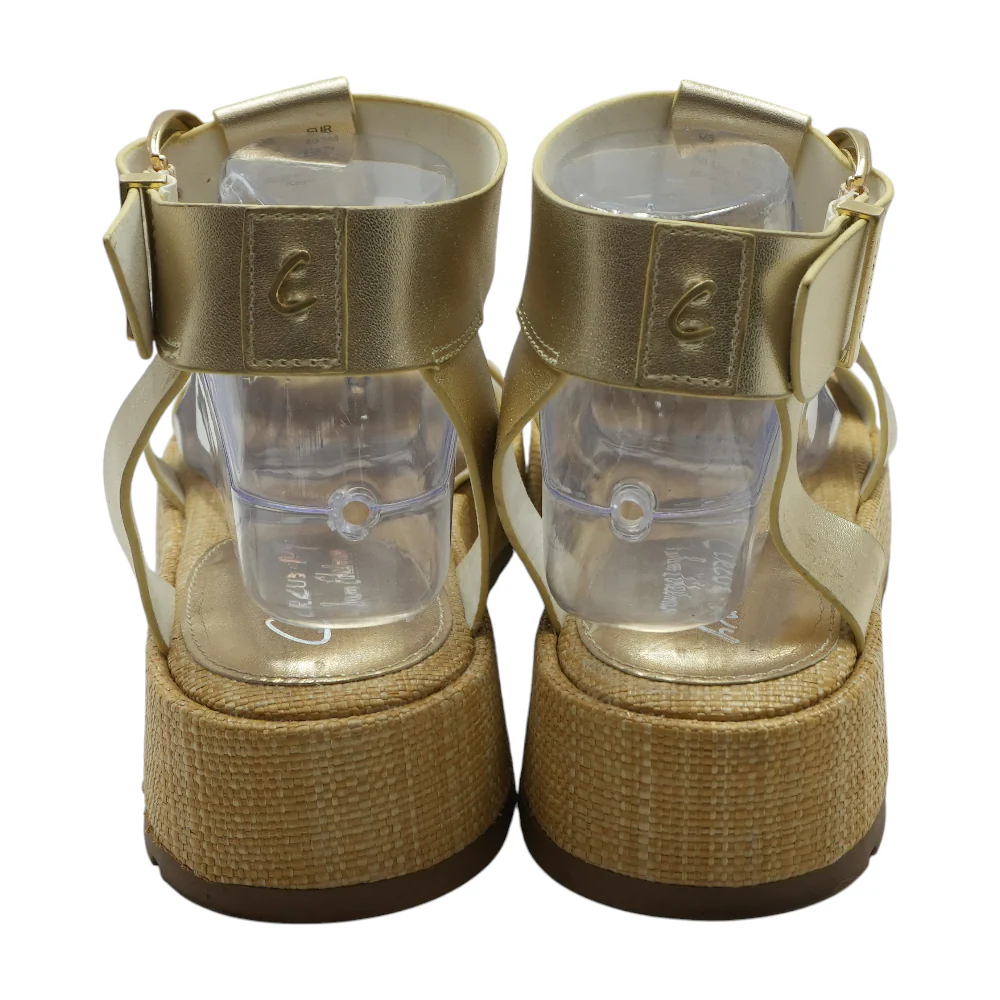 Gold Wedged Sandals - Image 2