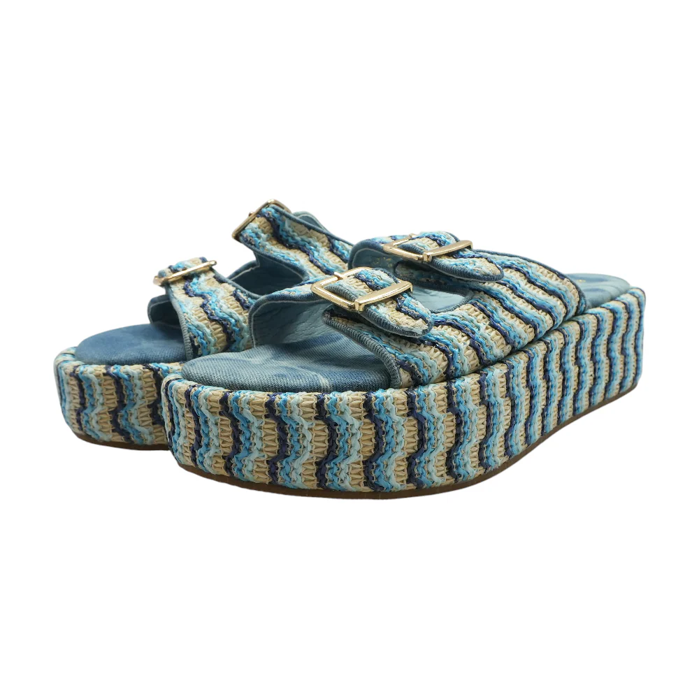 Blue Wedged Sandals