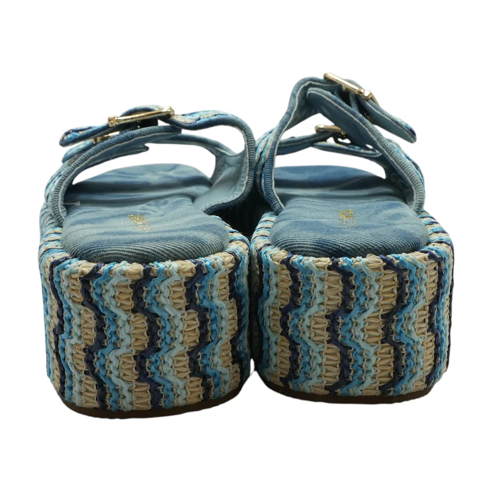 Blue Wedged Sandals - Image 2