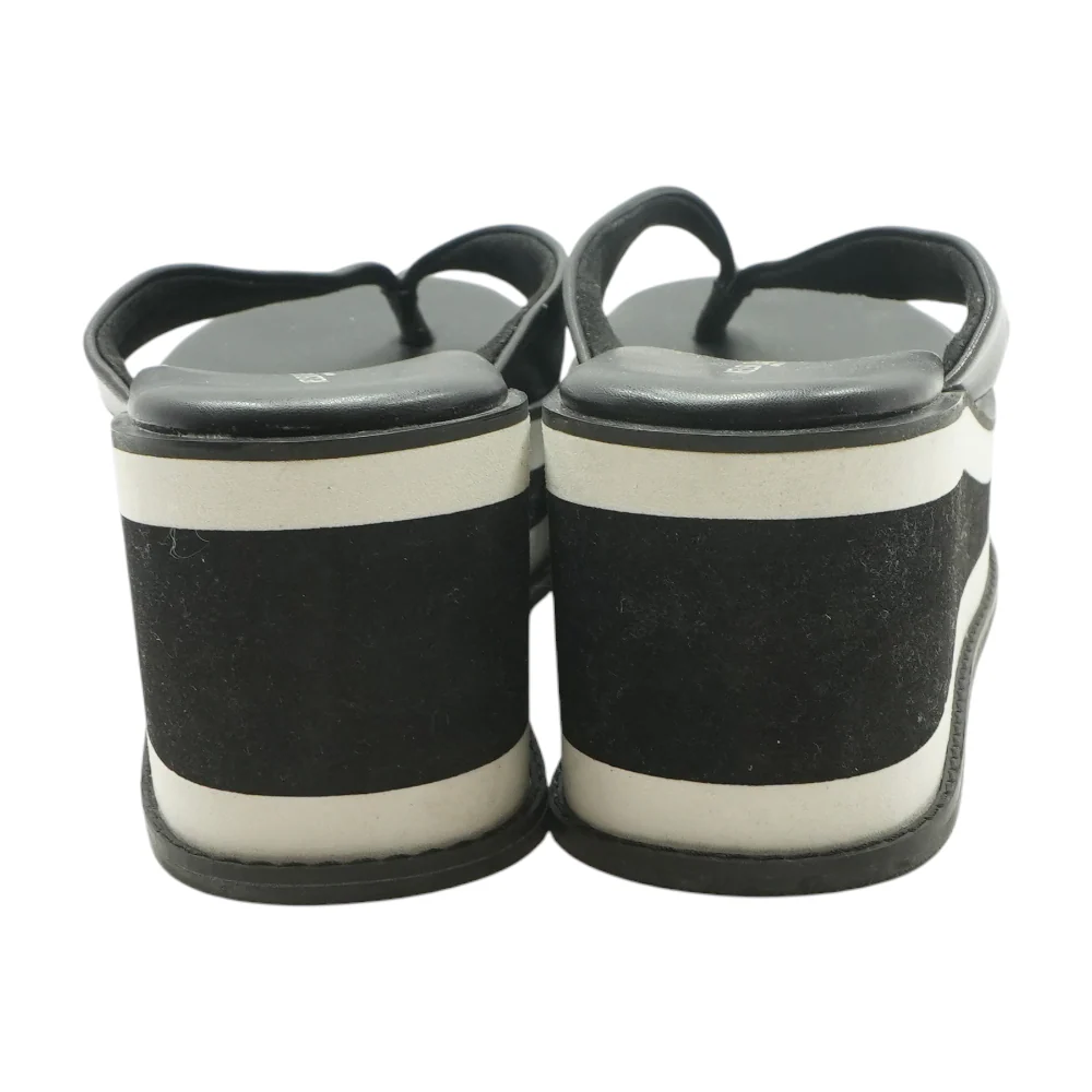 Black Wedged Sandals - Image 2