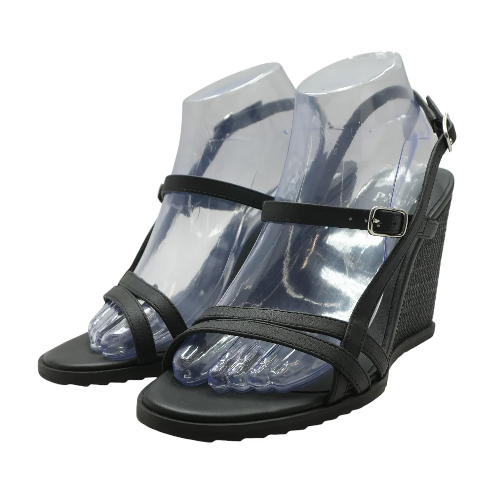 Black Wedged Sandals