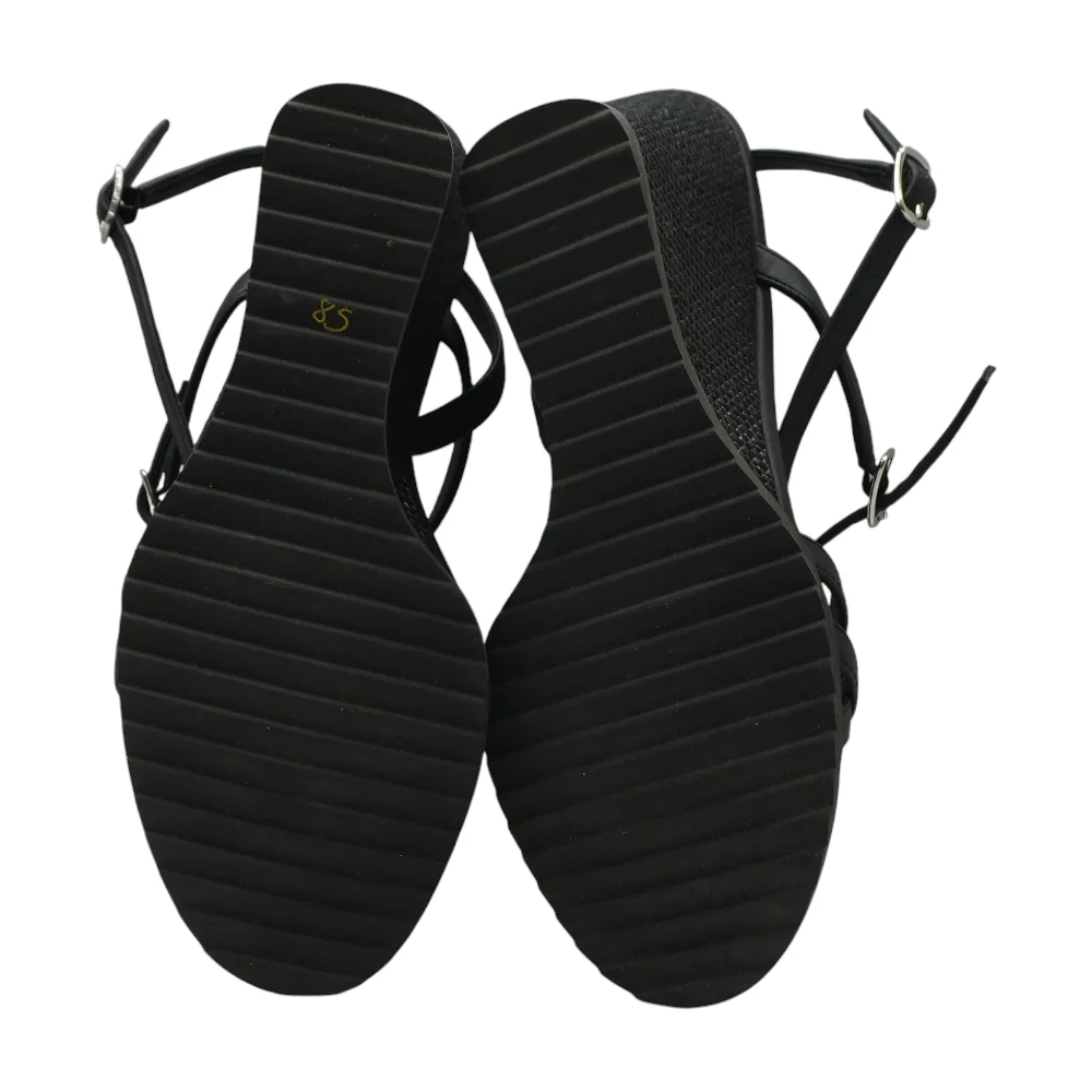Black Wedged Sandals - Image 3
