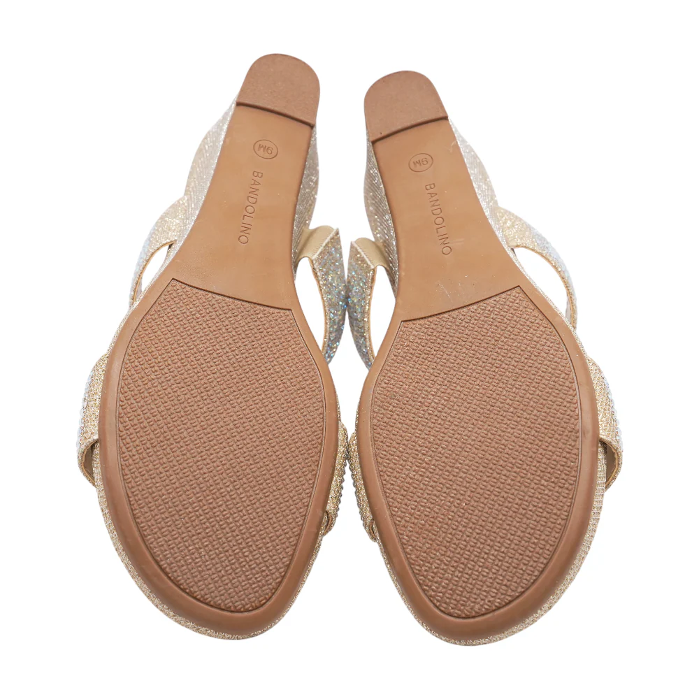Gold Wedged Sandals - Image 3