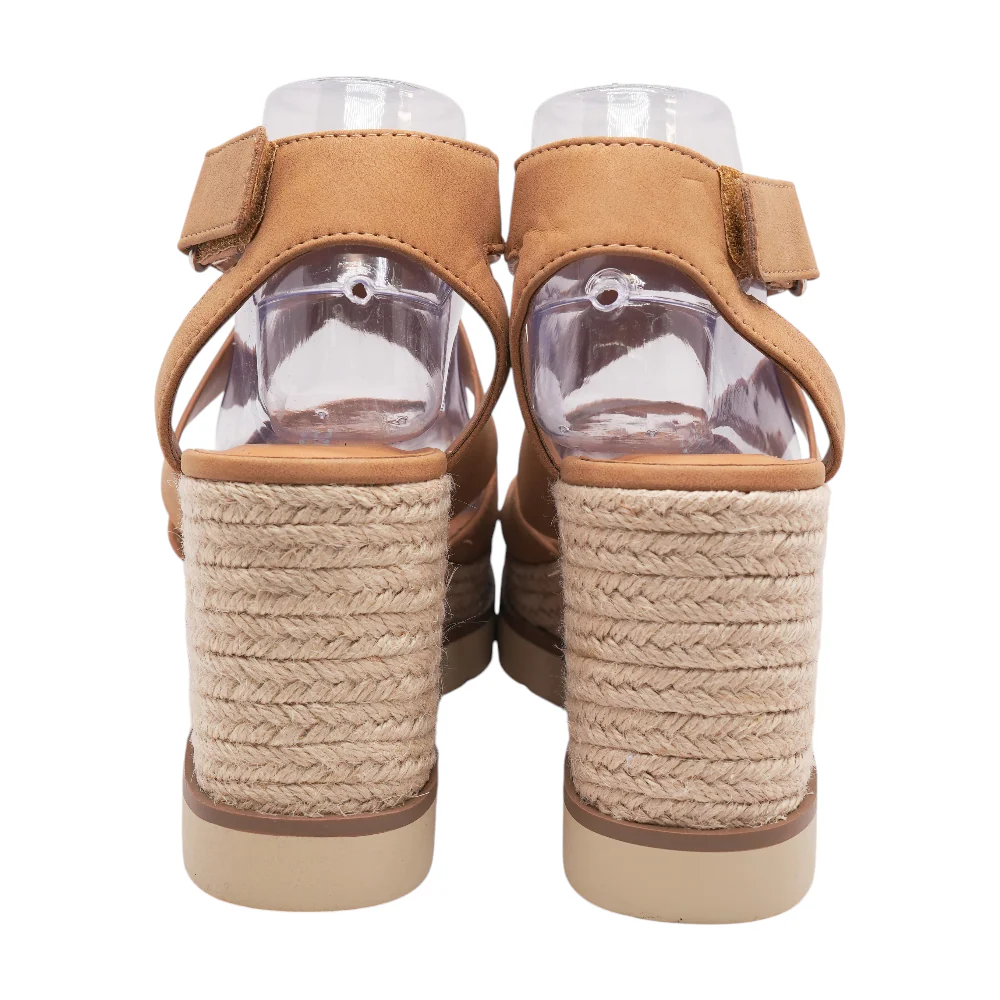 Tan Wedged Sandals - Image 2