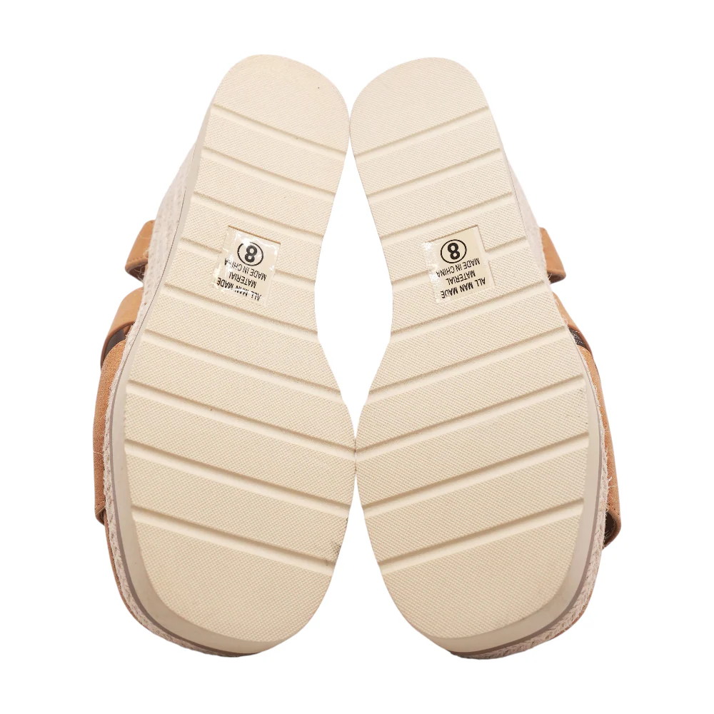 Tan Wedged Sandals - Image 3