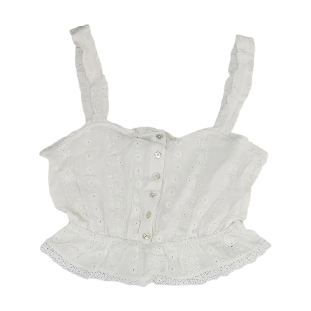 White Eyelet Knit Top