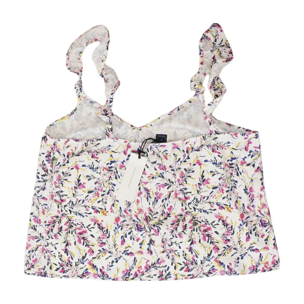 White Floral Sleeveless Blouse - Image 2