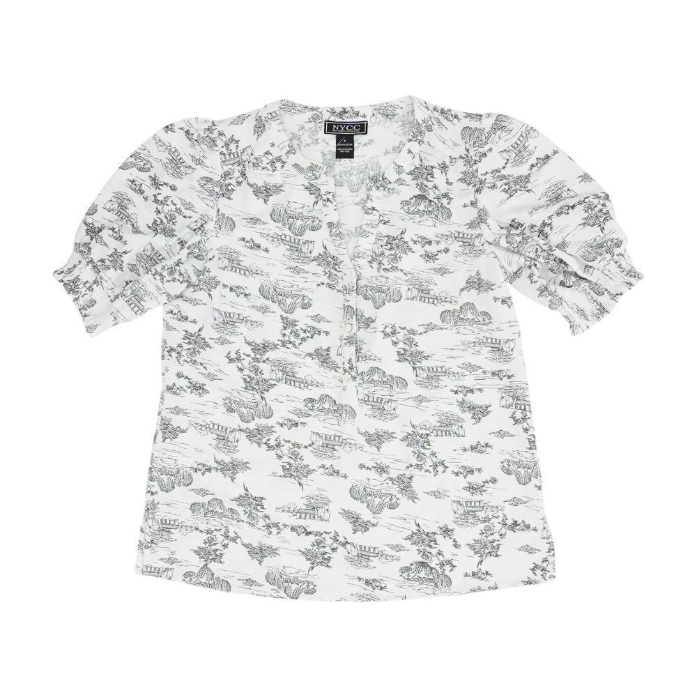White Graphic Blouse
