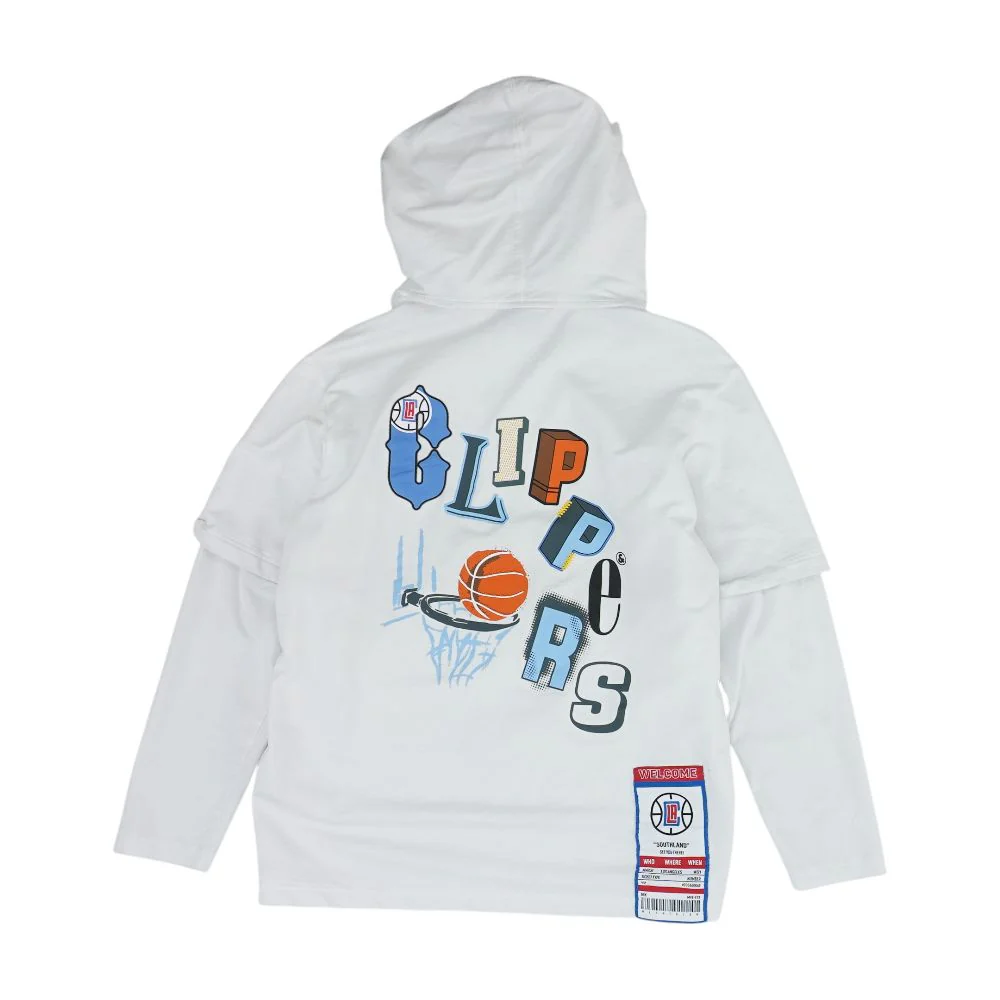 White LA Clippers Graphic Hoodie Pullover - Image 2