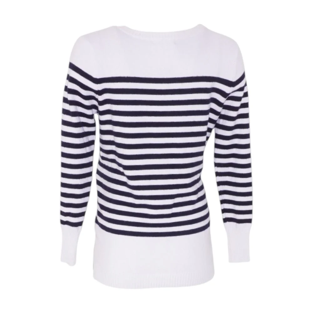 White Maternity Striped Crewneck Sweater - Image 3