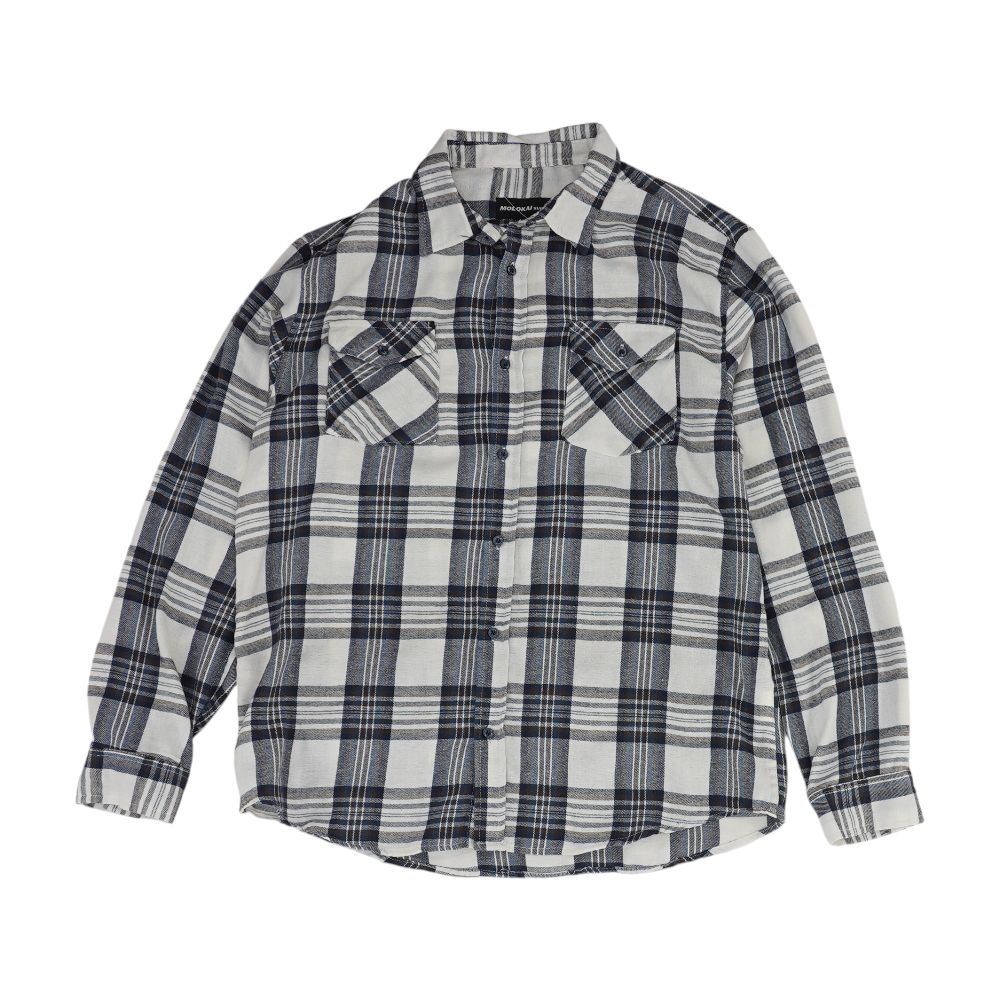 White Plaid Flannel Button Down