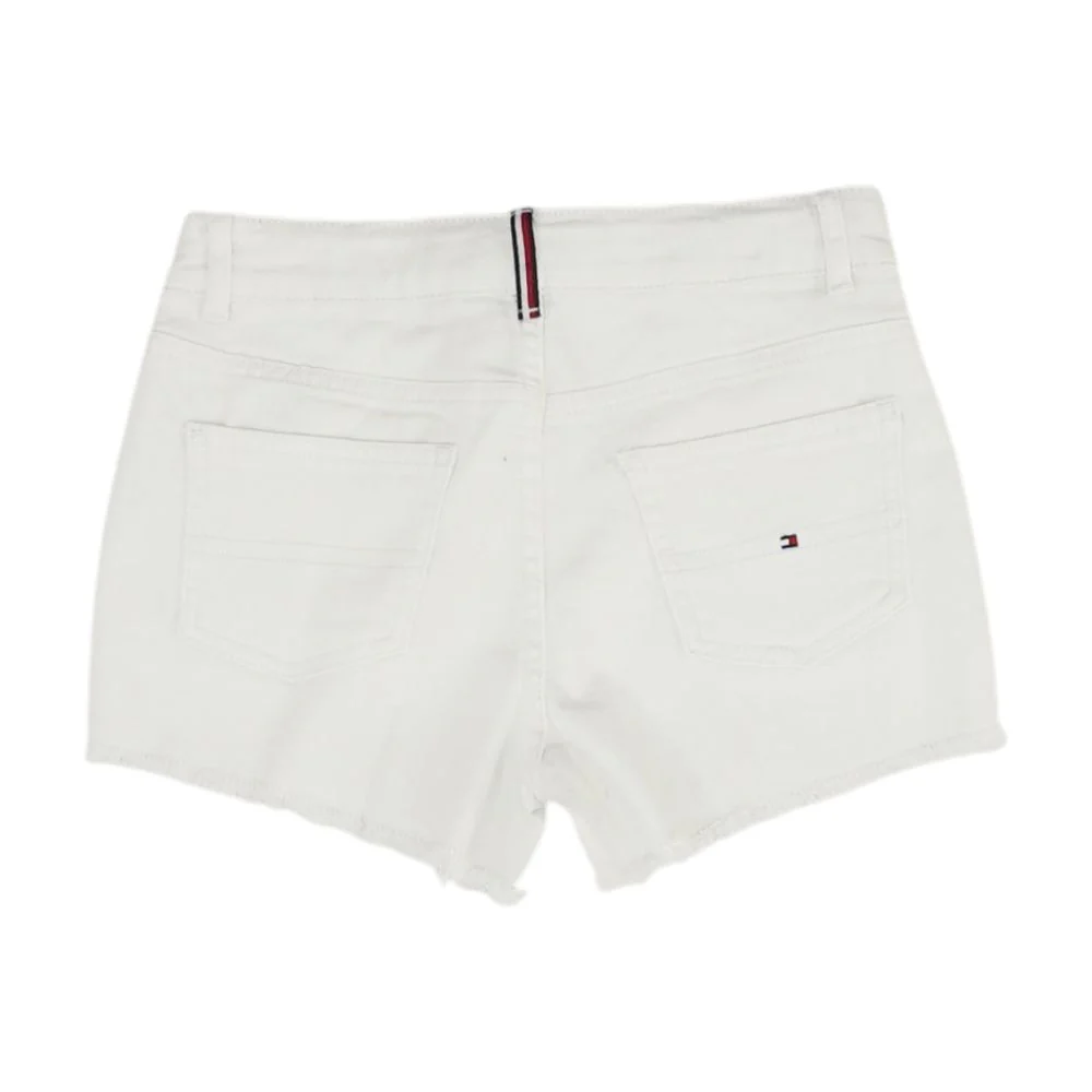 White Solid Denim Shorts - Image 2