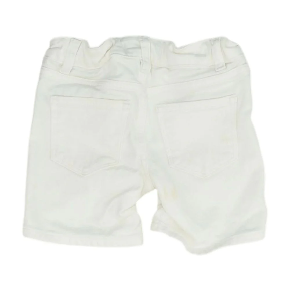 White Solid Denim Shorts - Image 2