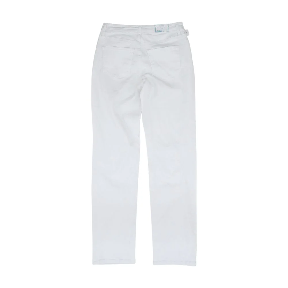 White Solid High Rise Straight Leg Jeans - Image 2