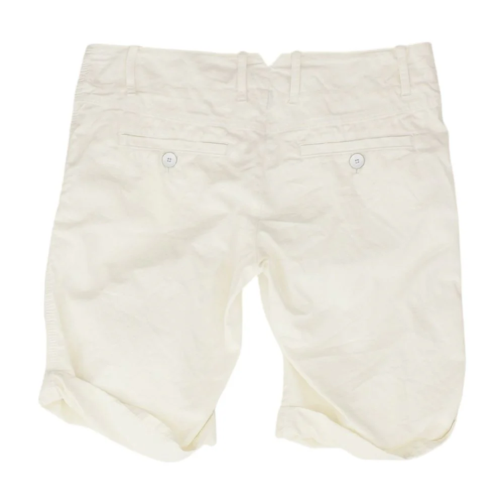 White Solid Khaki Shorts - Image 2