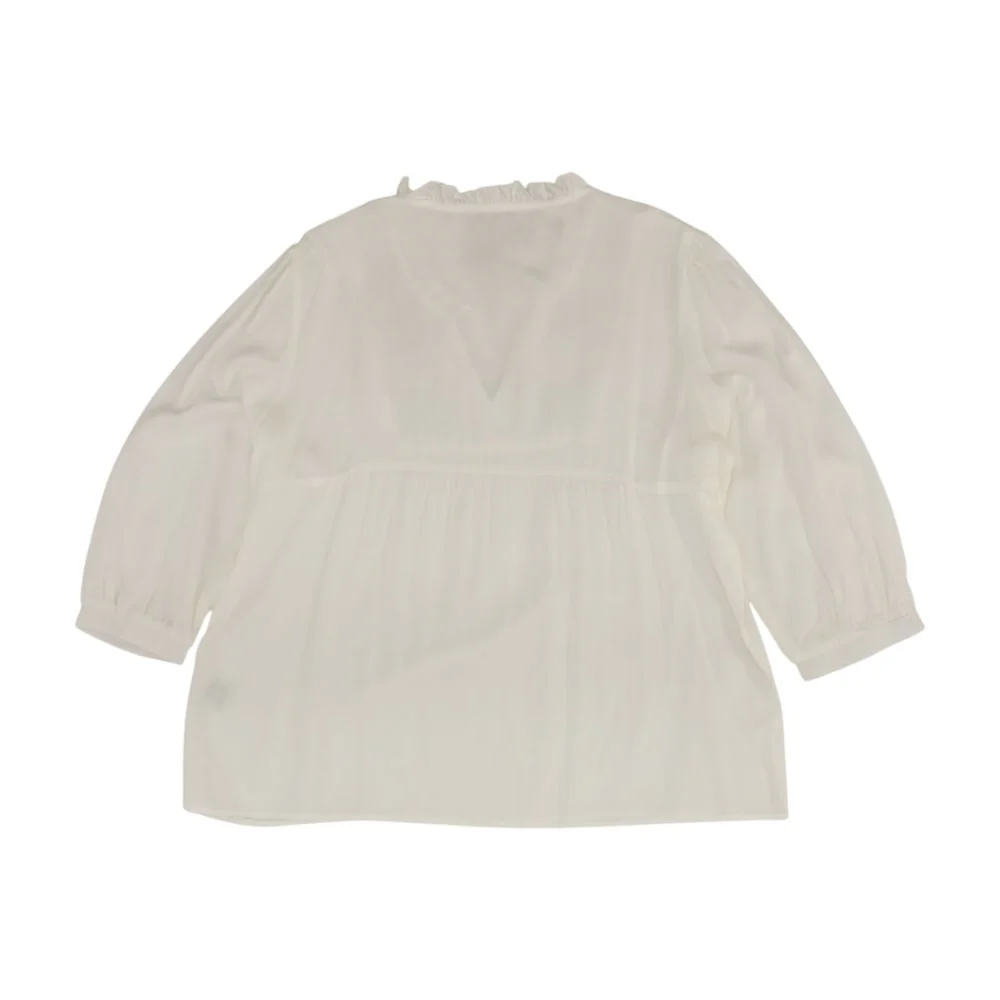 White Solid Long Sleeve Blouse - Image 2