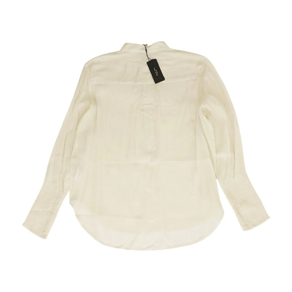 White Solid Long Sleeve Blouse - Image 2