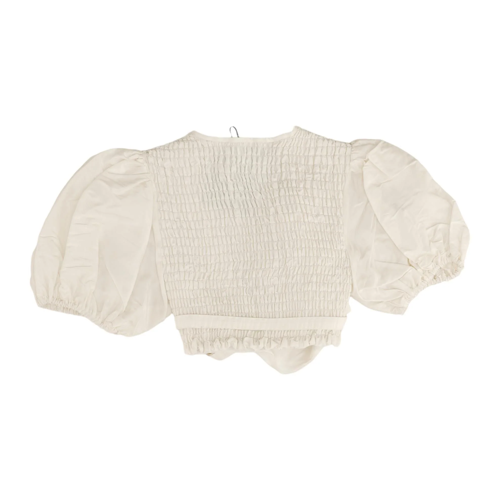 White Solid Short Sleeve Blouse - Image 2