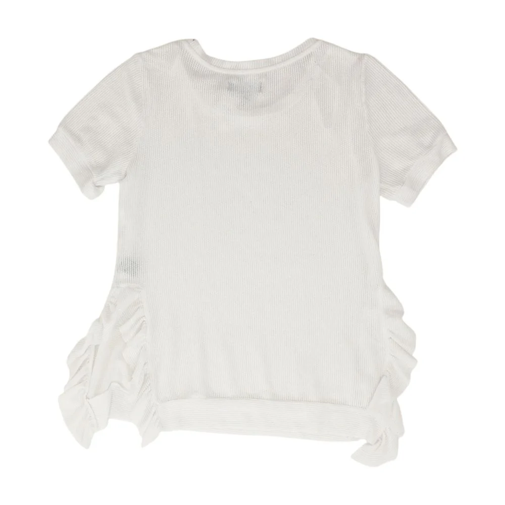 White Solid Short Sleeve Blouse - Image 2