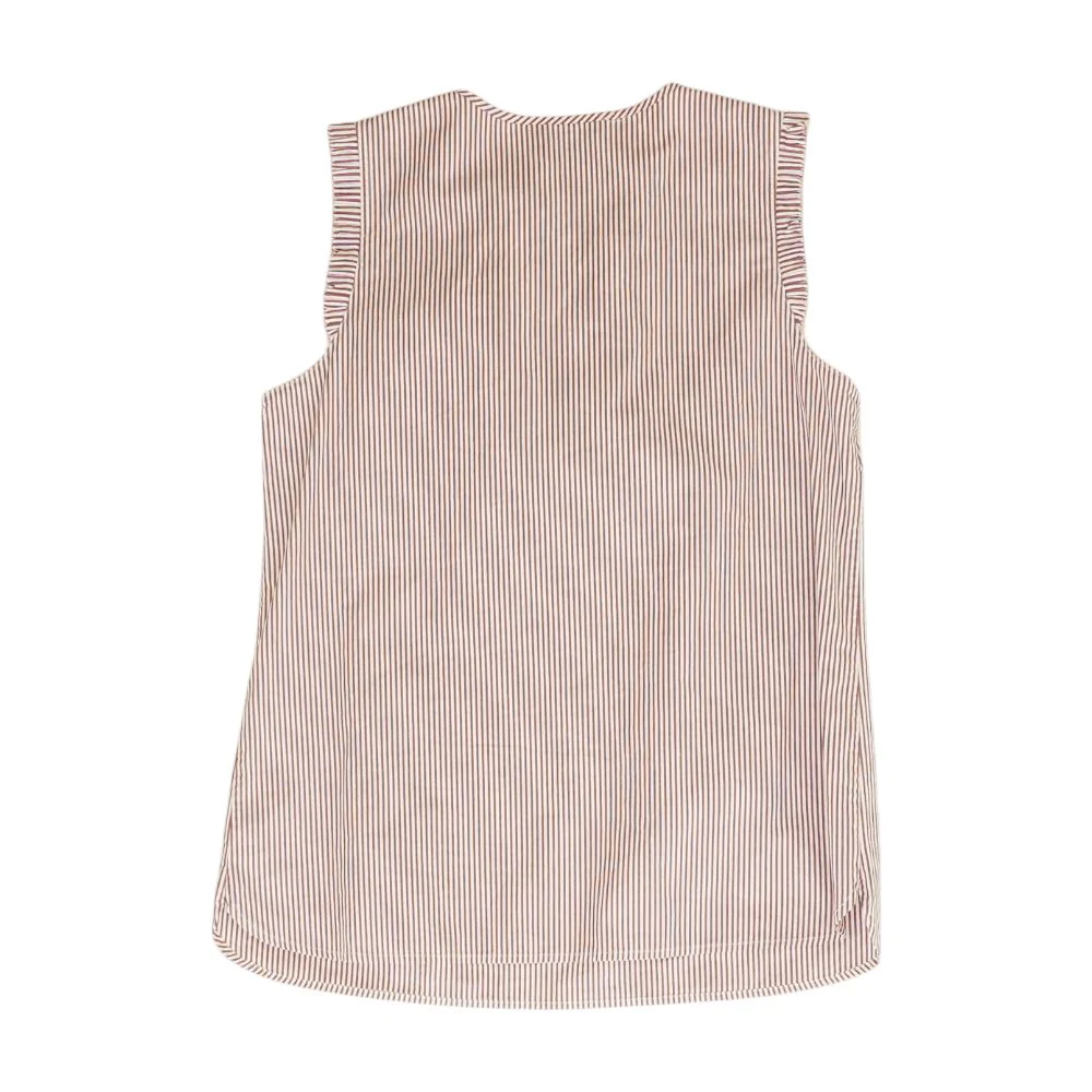 White Striped Sleeveless Blouse - Image 2