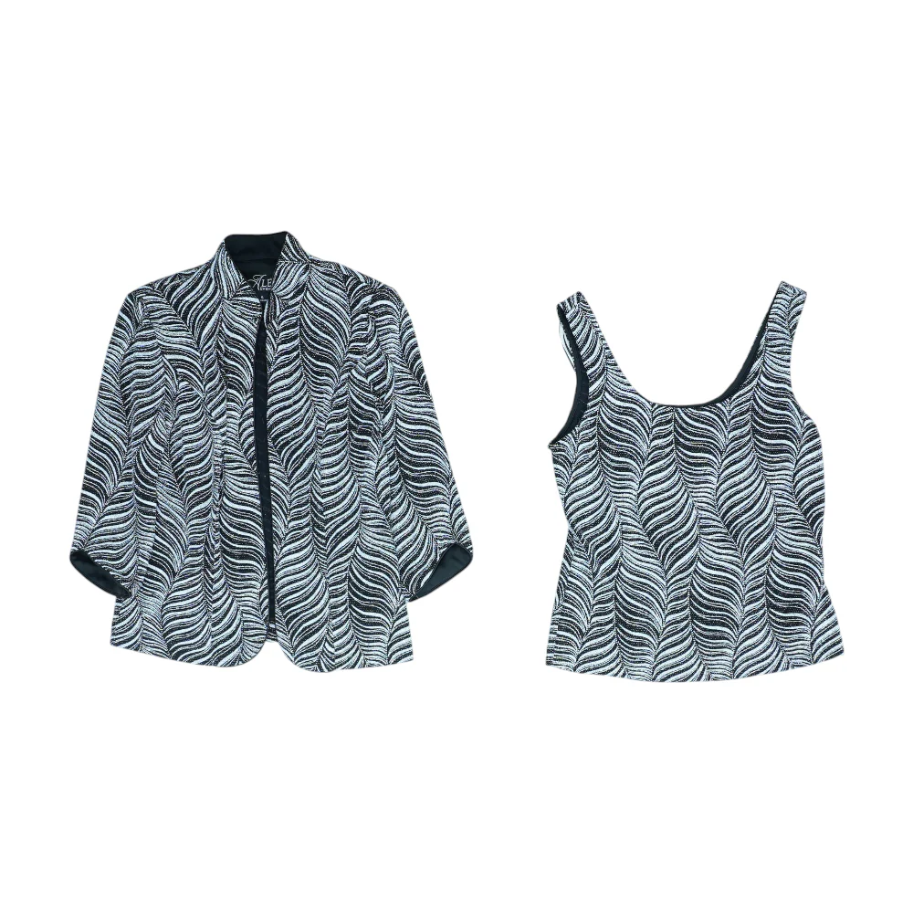 Black Graphic Jacket and Tank Set