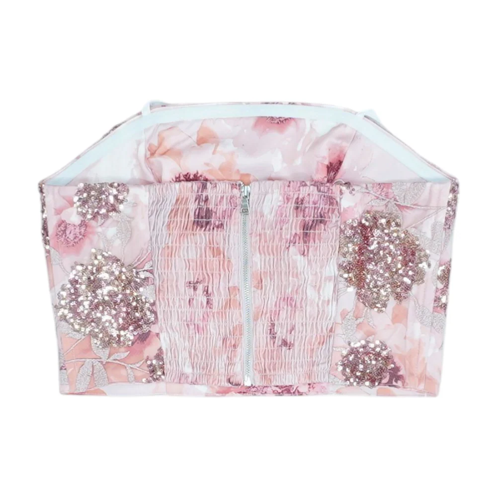 Pink Floral Cropped Blouse - Image 2