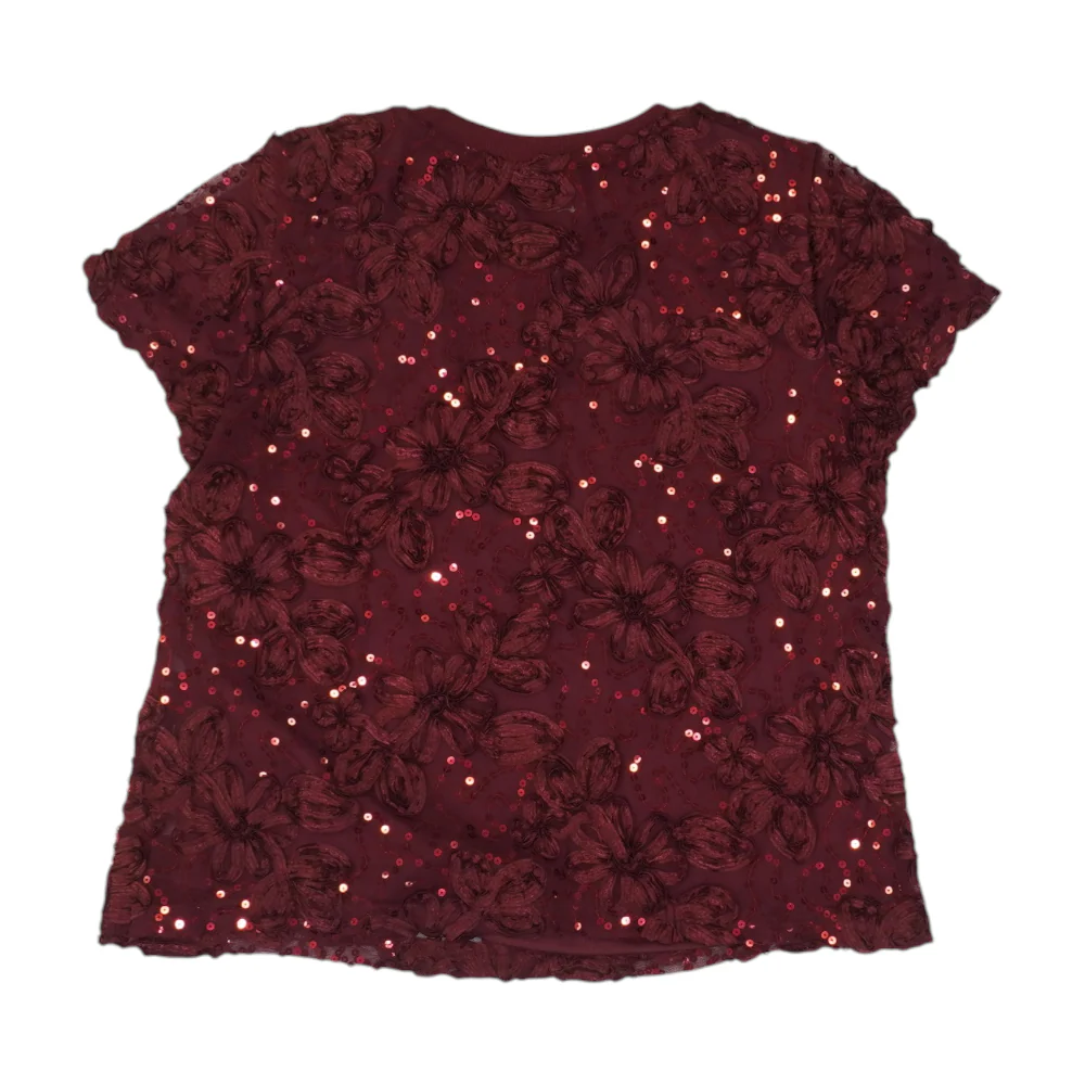 Burgundy Floral Blouse - Image 2