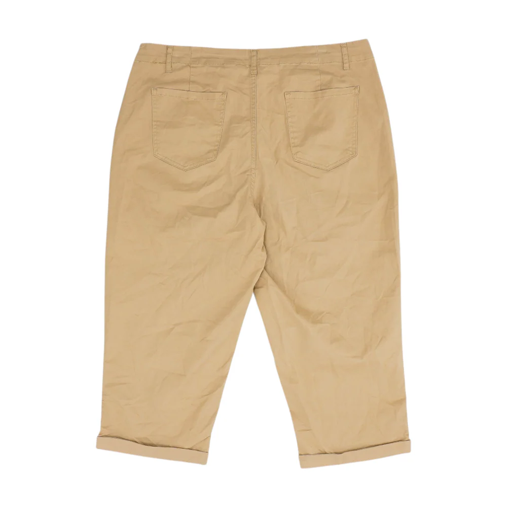 Tan Solid Chino Capris - Image 2