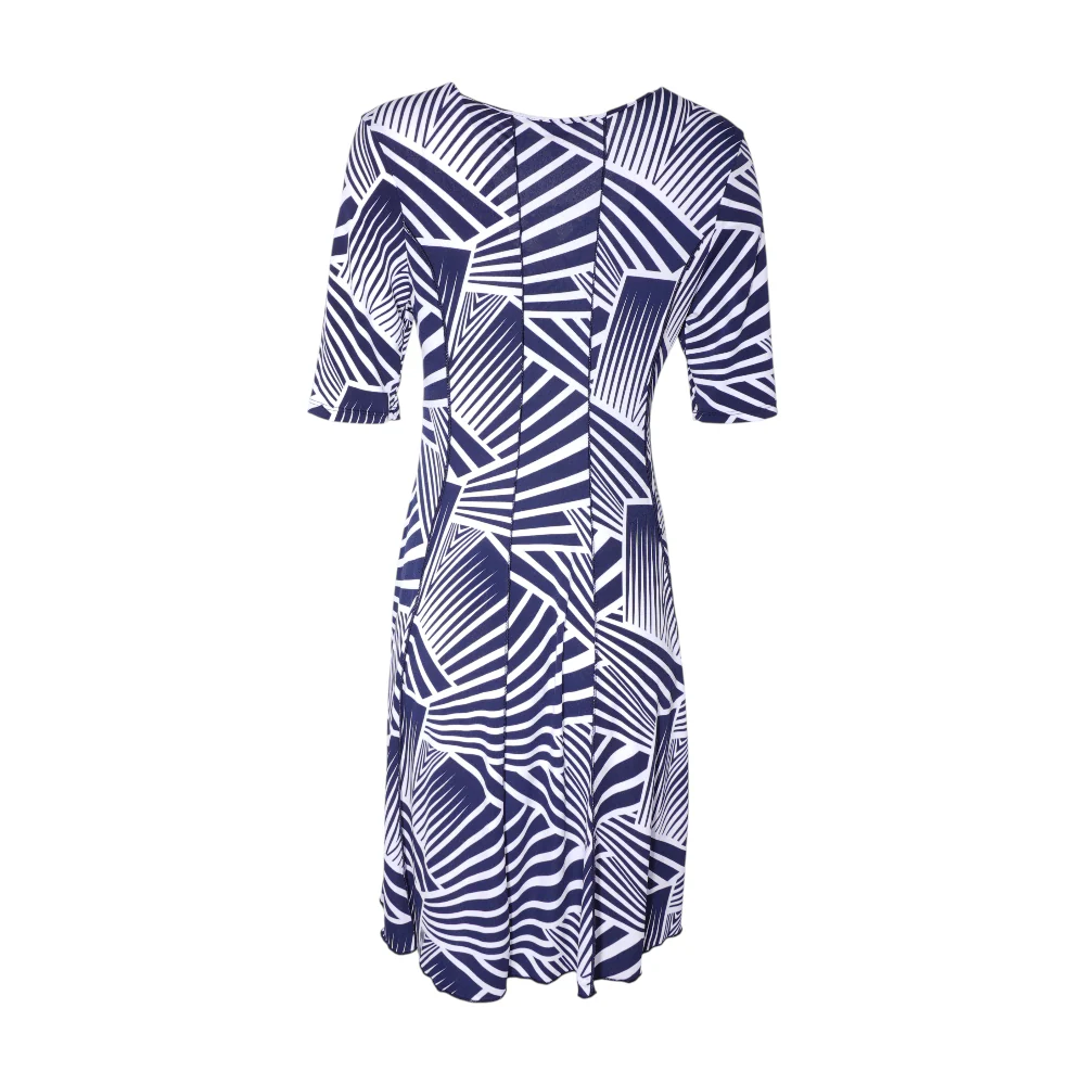 Navy Abstract Midi Dress - Image 2
