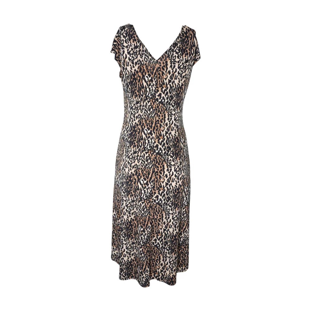 Tan Animal Print Midi Dress - Image 2