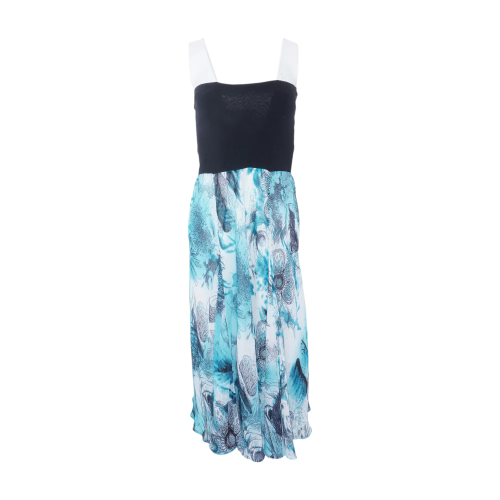 Blue Color Block Midi Dress