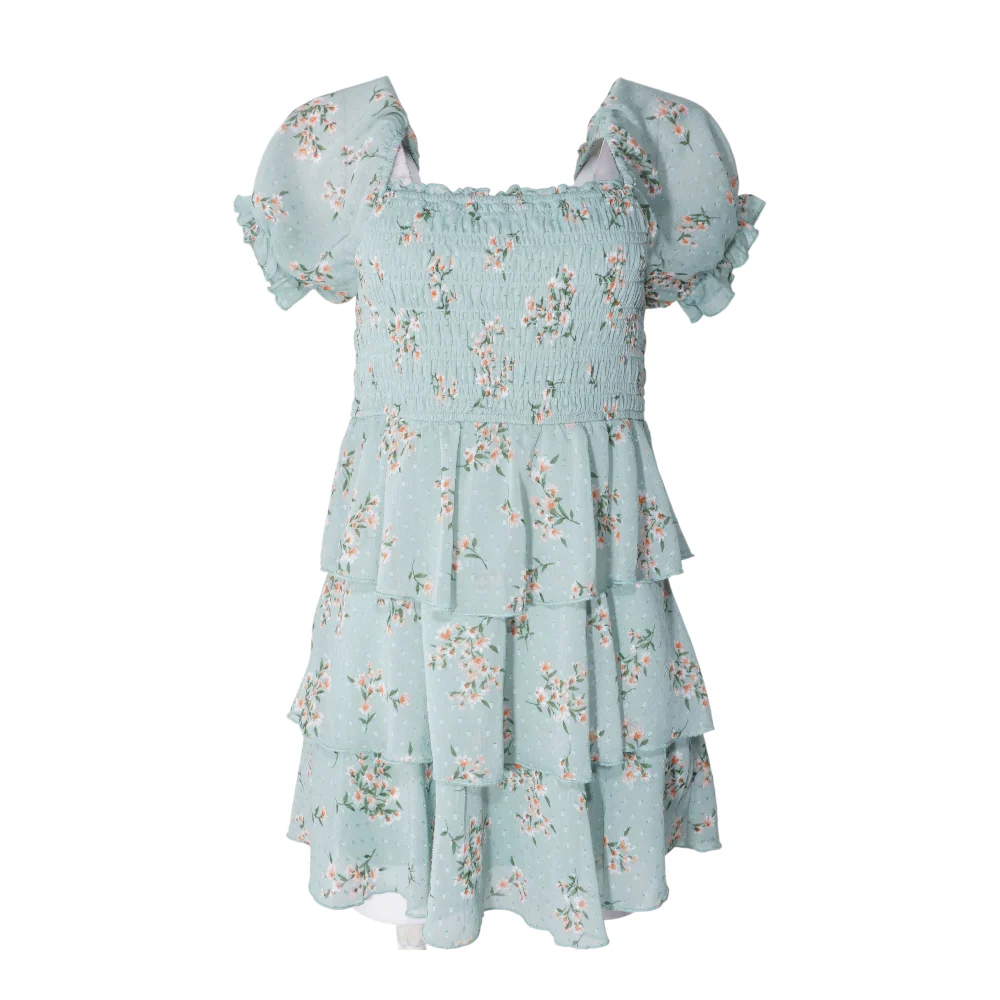 Green Floral Mini Dress