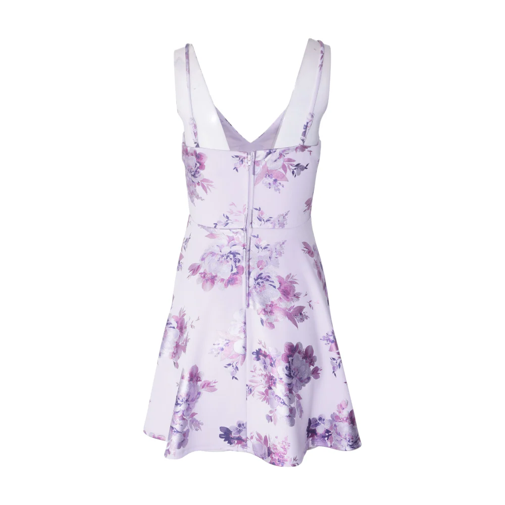 Purple Floral Mini Dress - Image 2