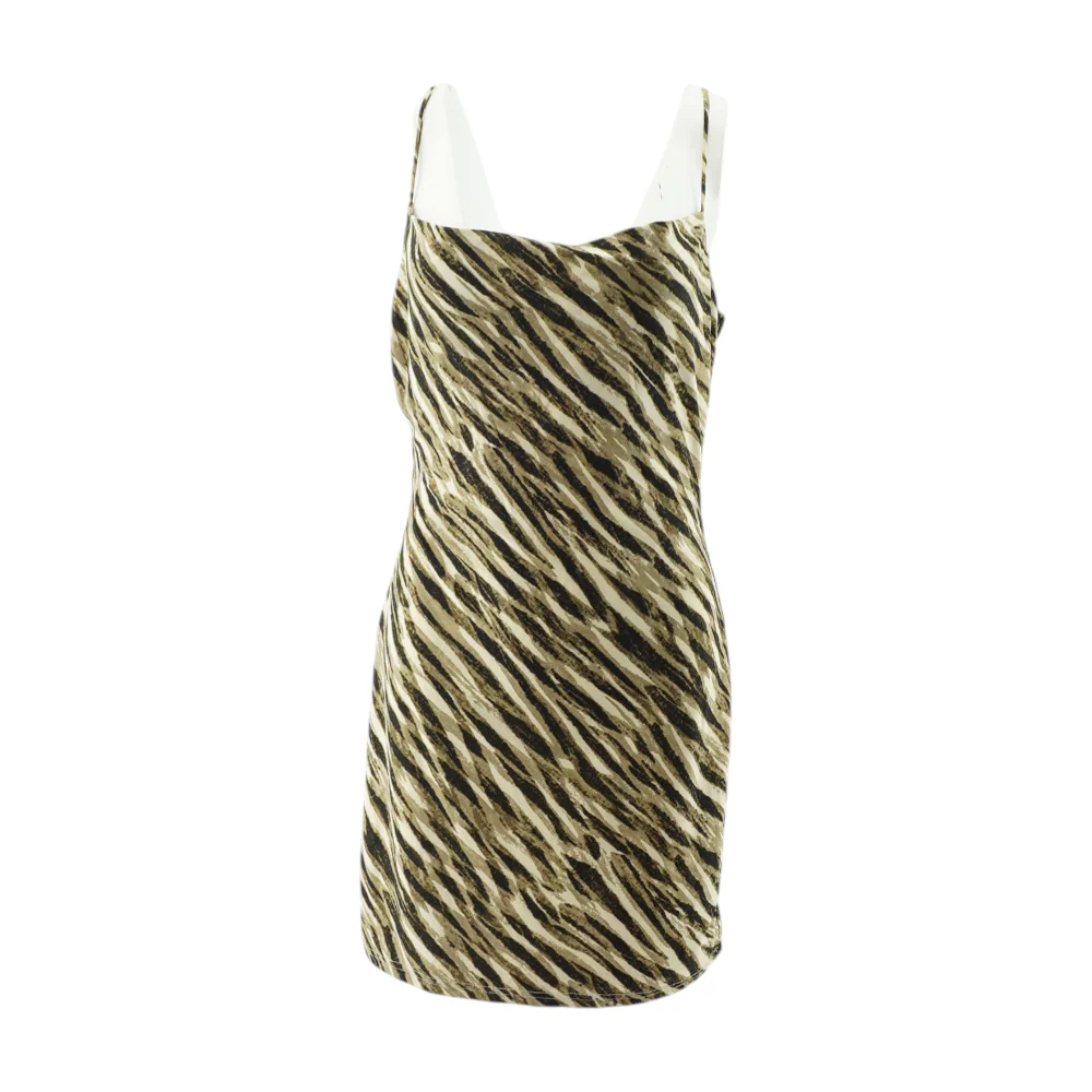 Beige Animal Print Mini Dress