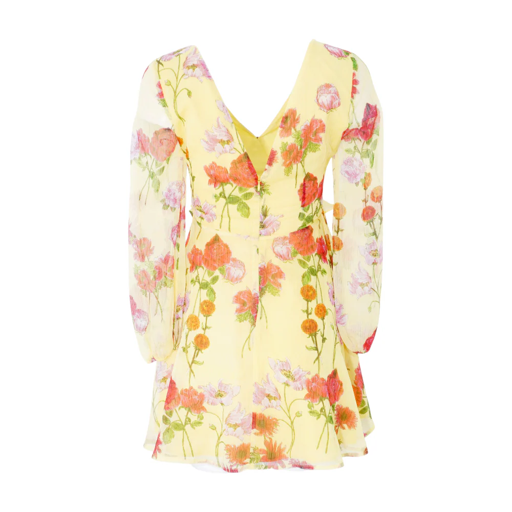Yellow Floral Mini Dress - Image 2