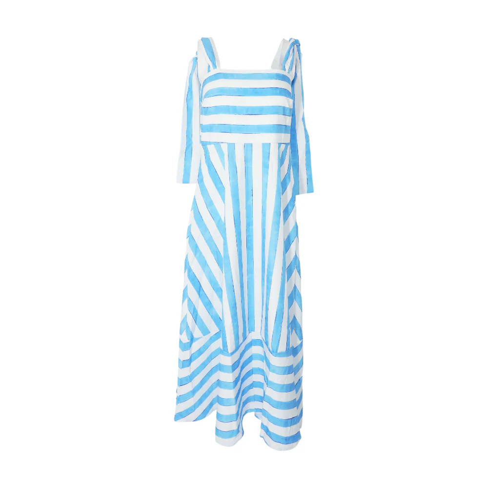 Blue Striped Midi Dress