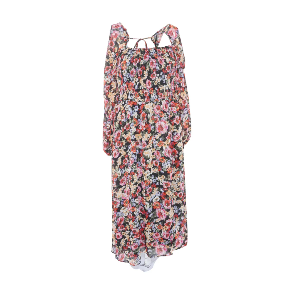 Black Floral Midi Dress
