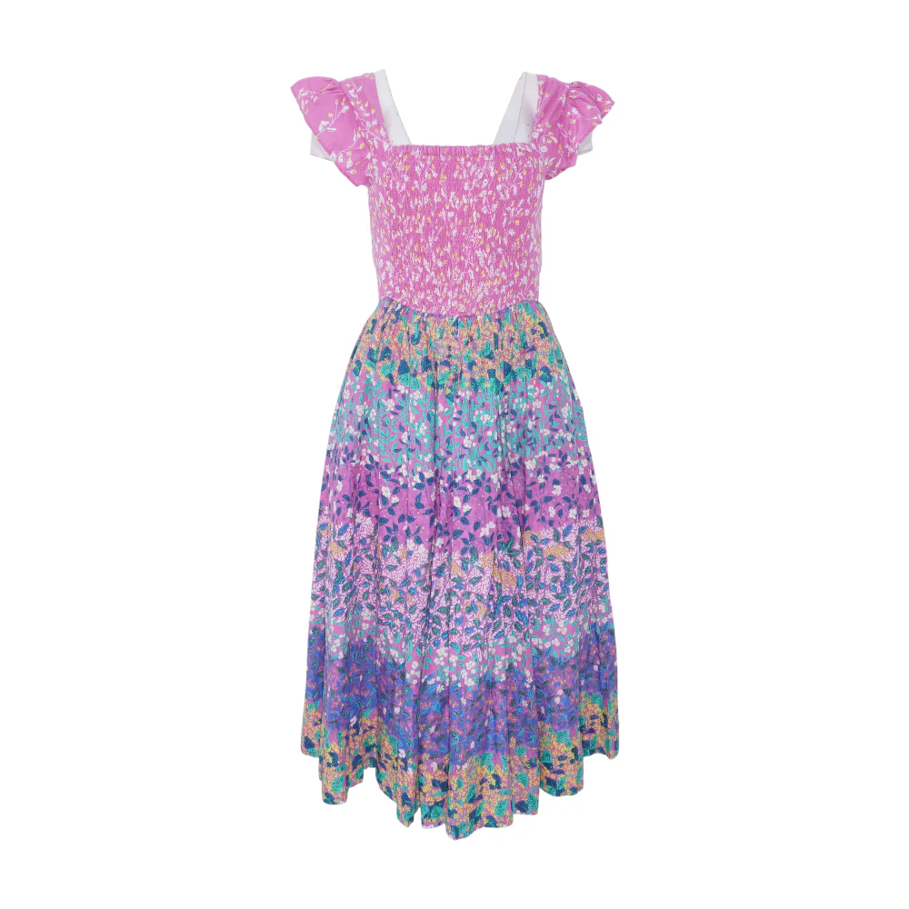 Pink Floral Midi Dress